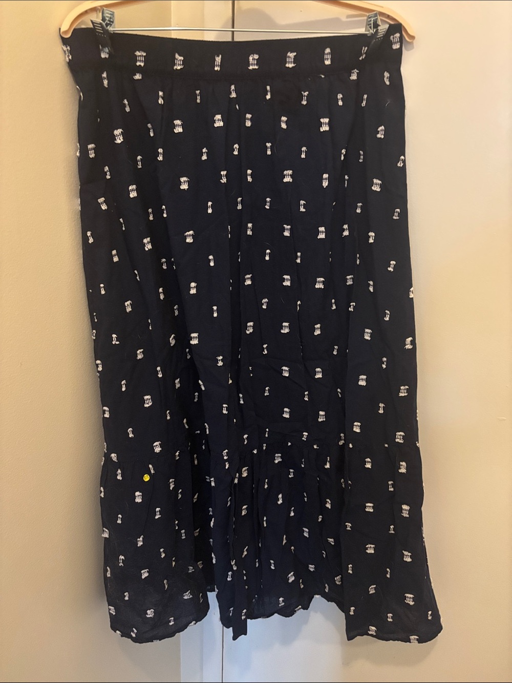 LOFT Navy Maxi Skirt with White Mini Printing.